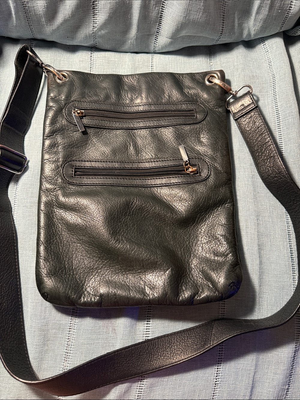 Margot Black Leather Crossbody Bag
